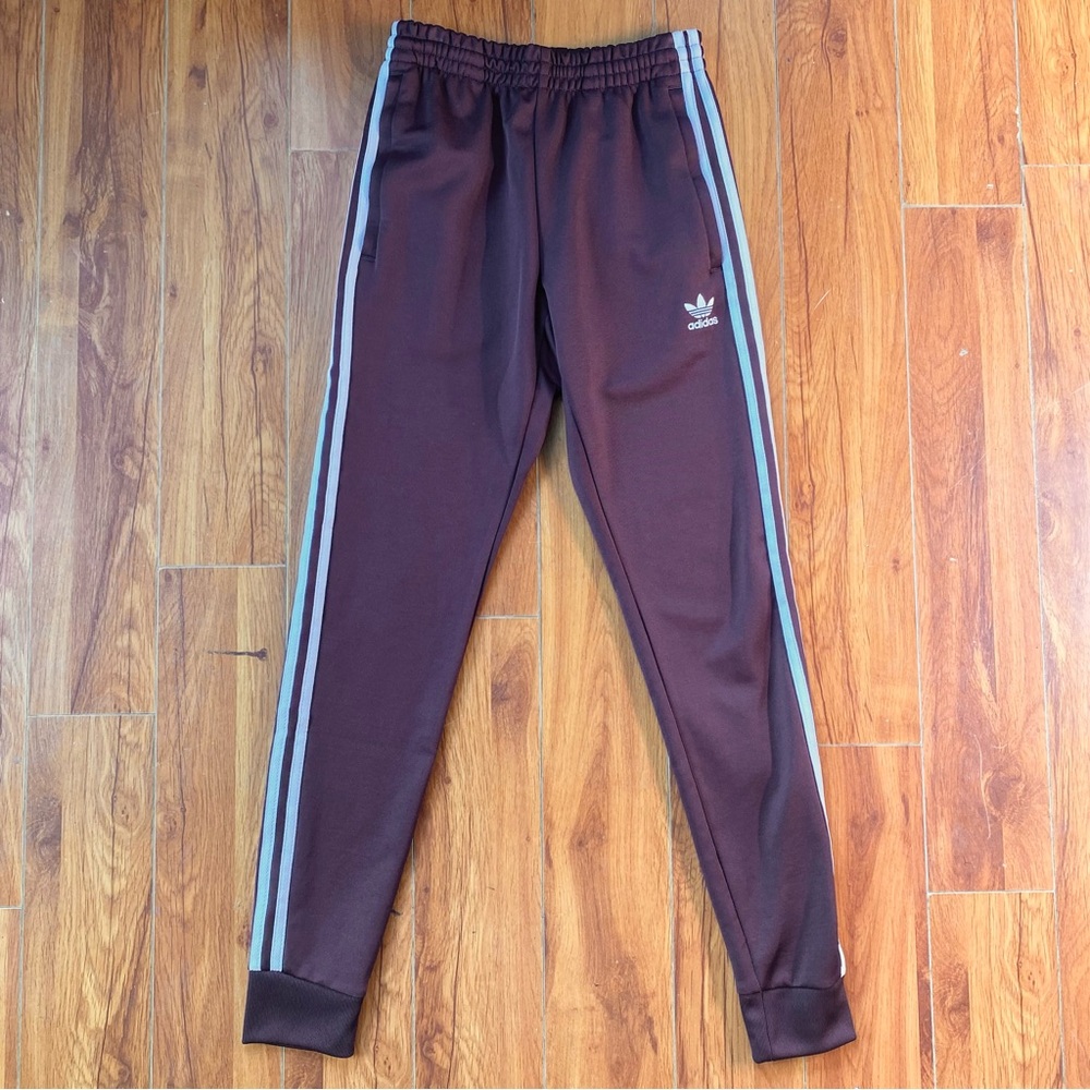 Adidas Burgundy Striped Joggers